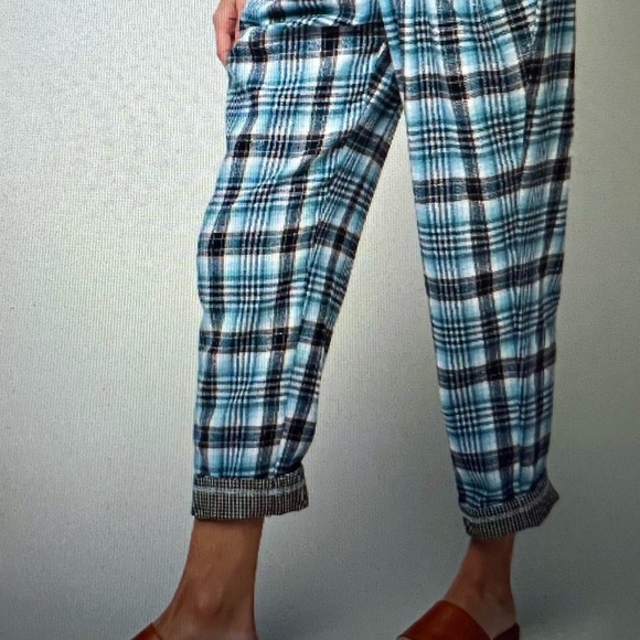 Easel Plaid Pajama Set - Blue, Black and Cream - Picture 5 of 8